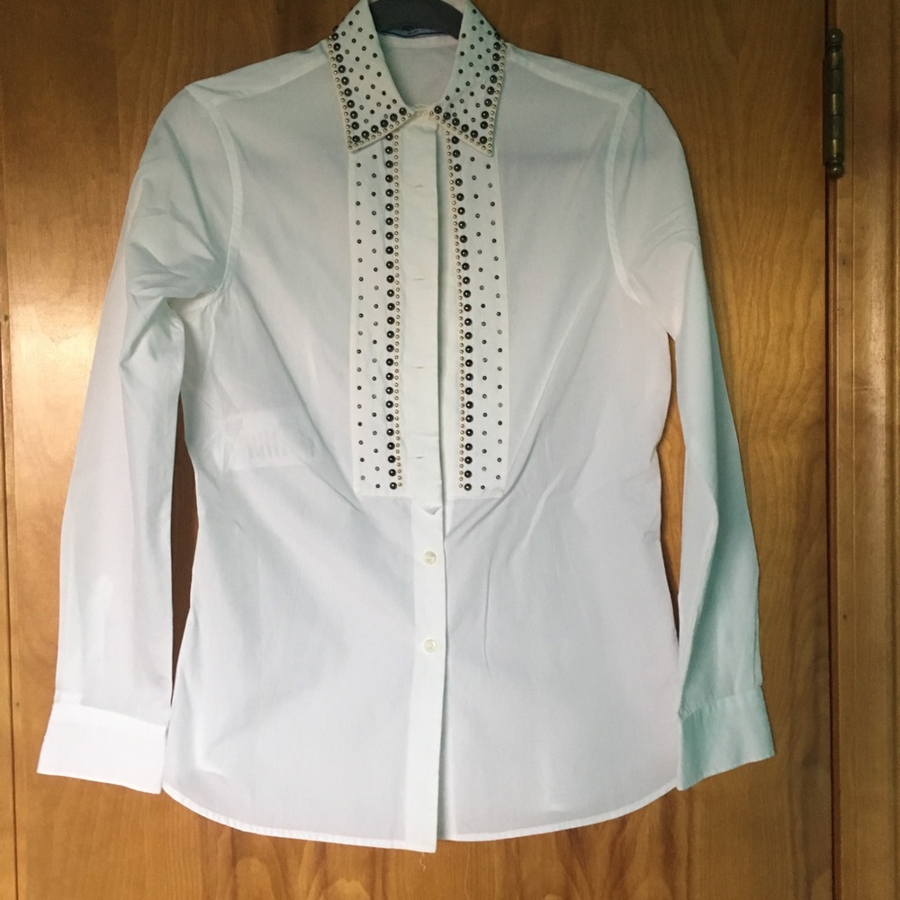 PRADA studded white poplin shirt